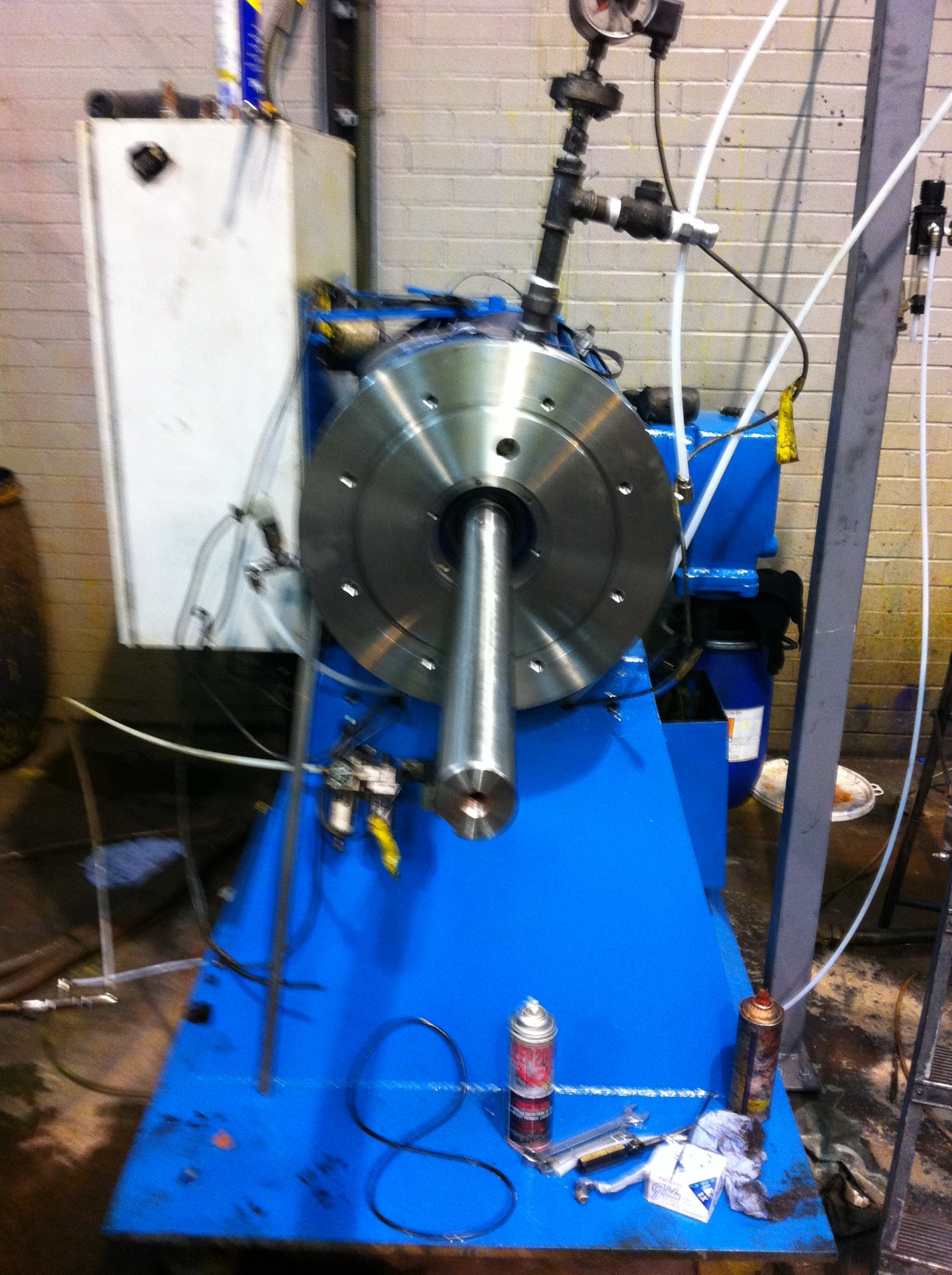 Industrial bead mill grinding equipment in operation